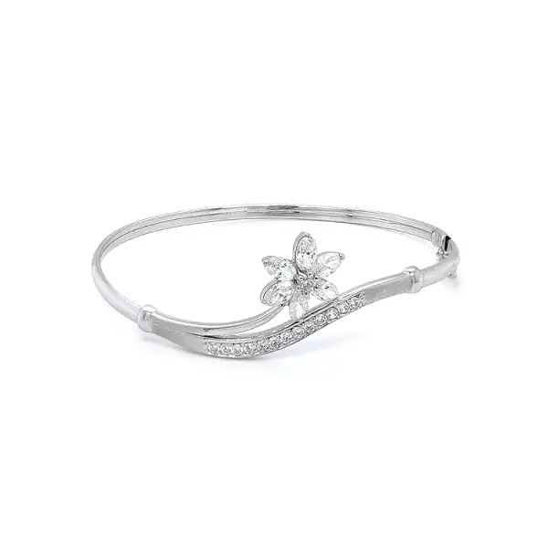 Fixed Bracelet with White Gold Zircons