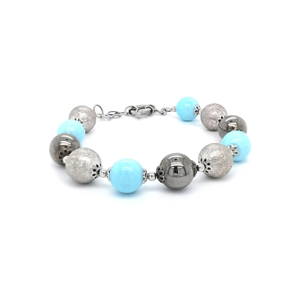 Ladies White Gold Beaded Bracelet