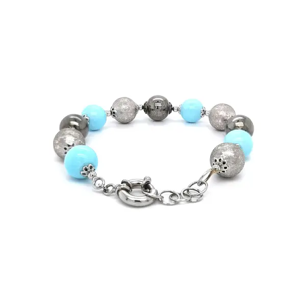 Ladies White Gold Beaded Bracelet