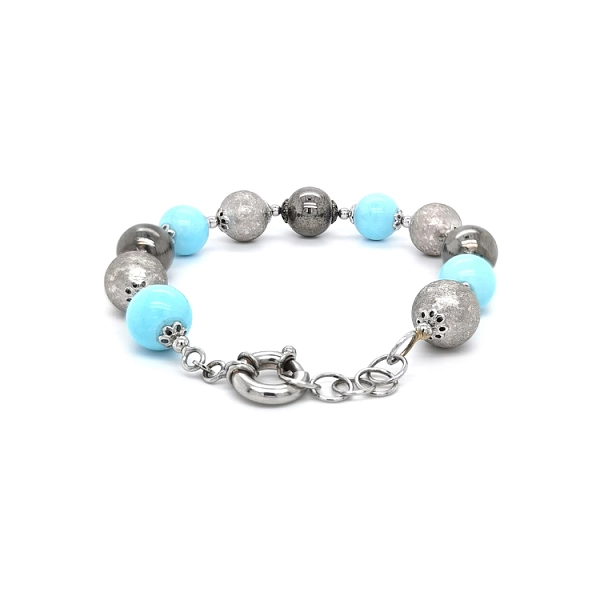 Ladies White Gold Beaded Bracelet