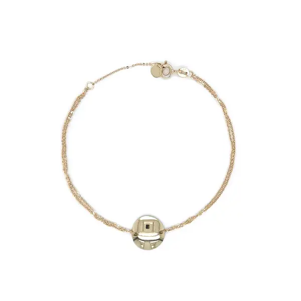 Gold Bracelet with Round Plate