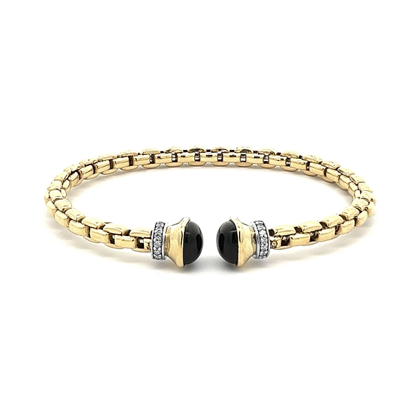 Gold Fixed Bracelet with Onyx