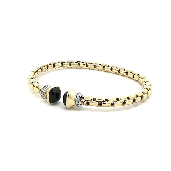 Gold Fixed Bracelet with Onyx