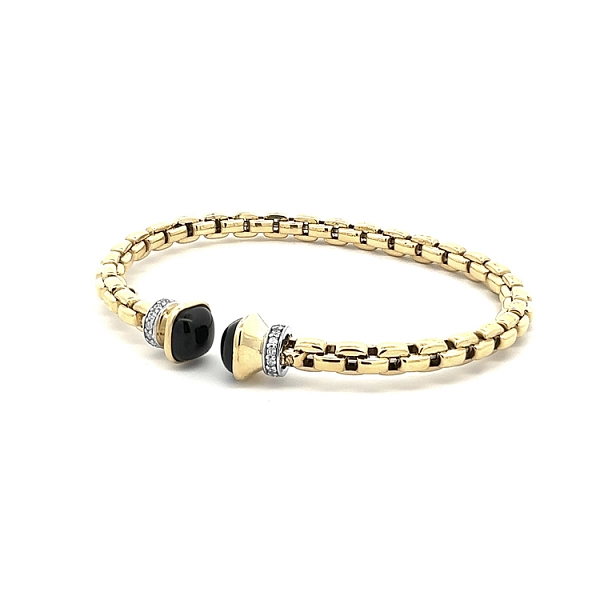 Gold Fixed Bracelet with Onyx