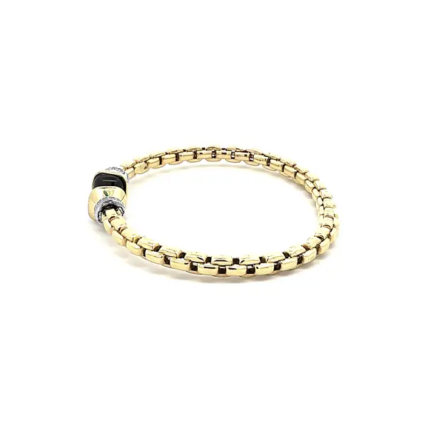 Gold Fixed Bracelet with Onyx