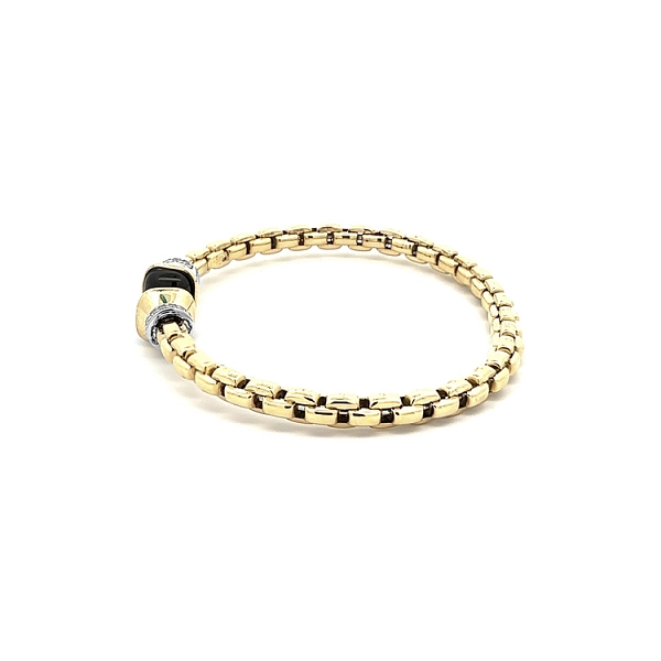 Gold Fixed Bracelet with Onyx