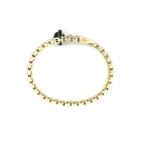 Gold Ladies Bracelet with Black Stones
