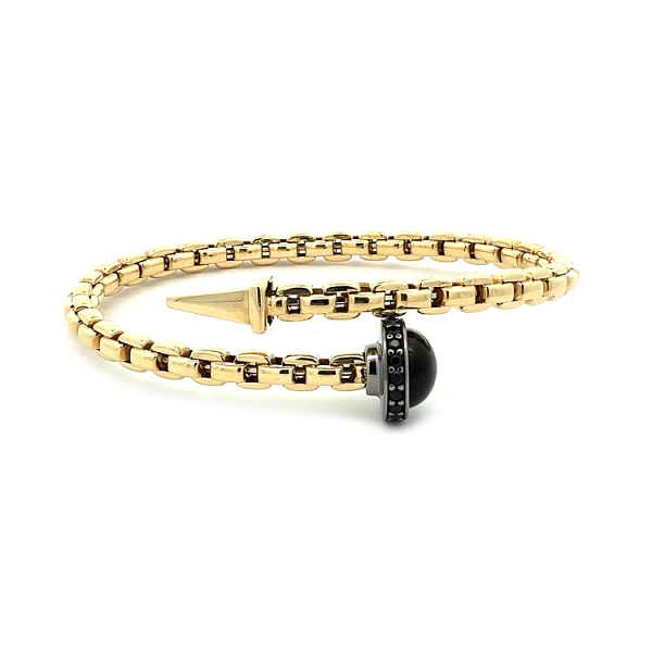 Gold Ladies Bracelet with Black Stones