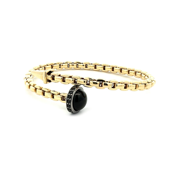 Gold Ladies Bracelet with Black Stones