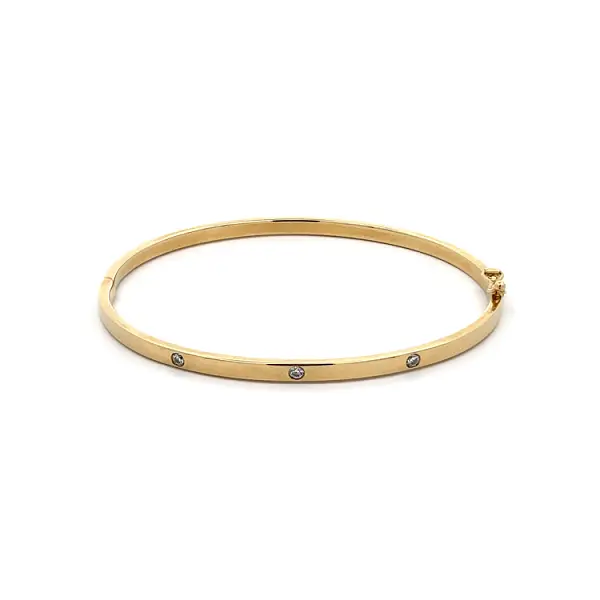 Gold Fixed Bracelet with Zircons