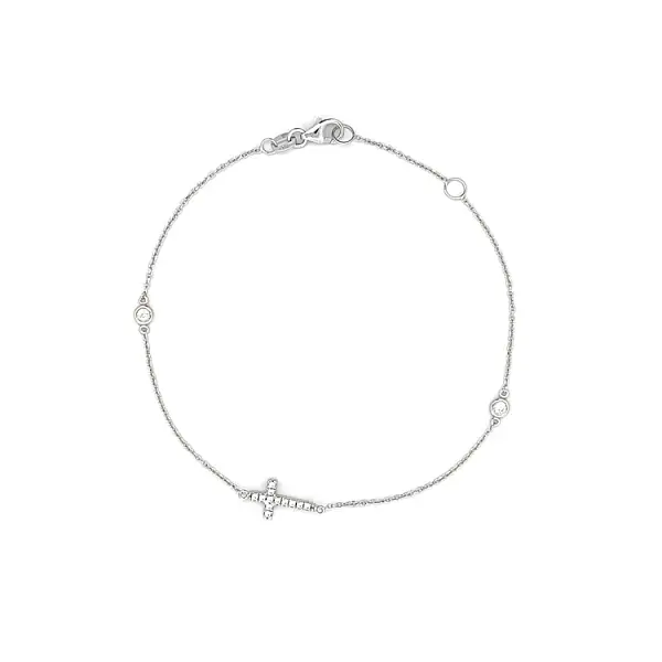 Bracelet with Zircones with White Gold Cross