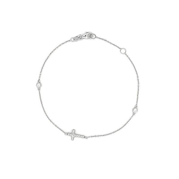 Bracelet with Zircones with White Gold Cross