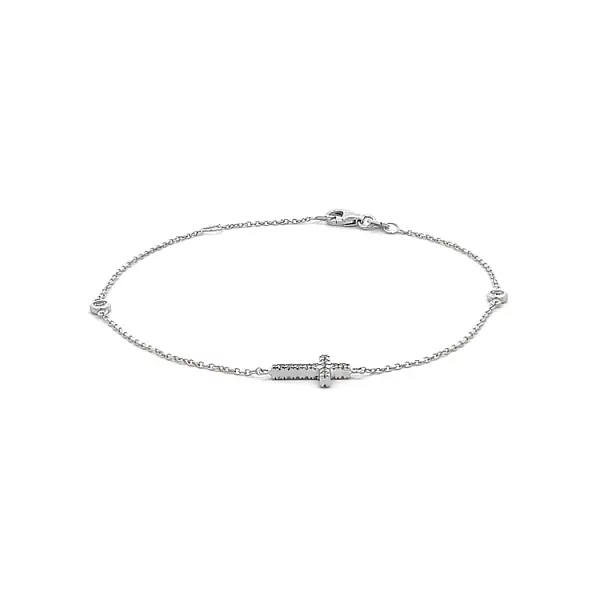 Bracelet with Zircones with White Gold Cross