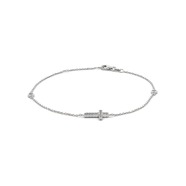 Bracelet with Zircones with White Gold Cross