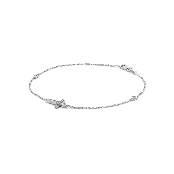 Bracelet with Zircones with White Gold Cross