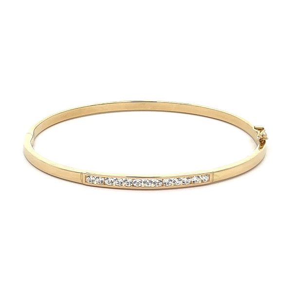Gold Bangle Bracelet with Zircons