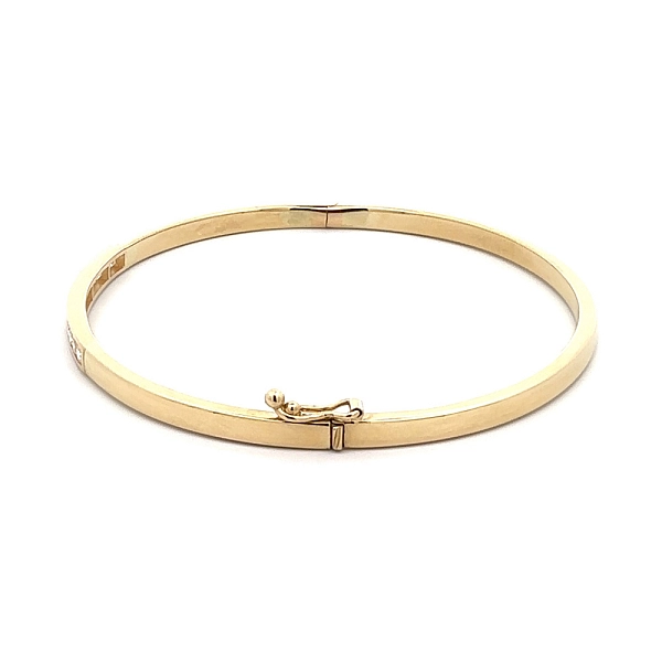 Gold Bangle Bracelet with Zircons