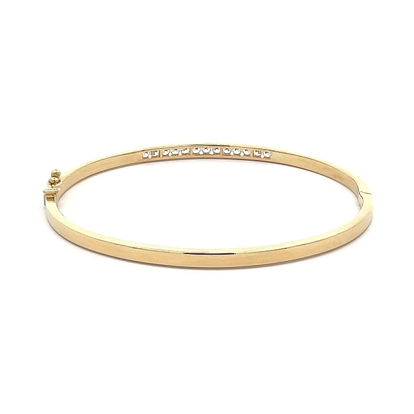 Gold Bangle Bracelet with Zircons