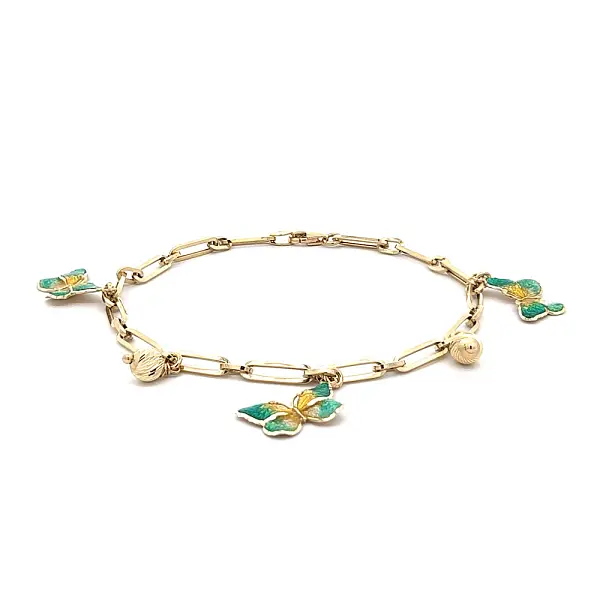 Gold Bracelet Butterflies with Enamel
