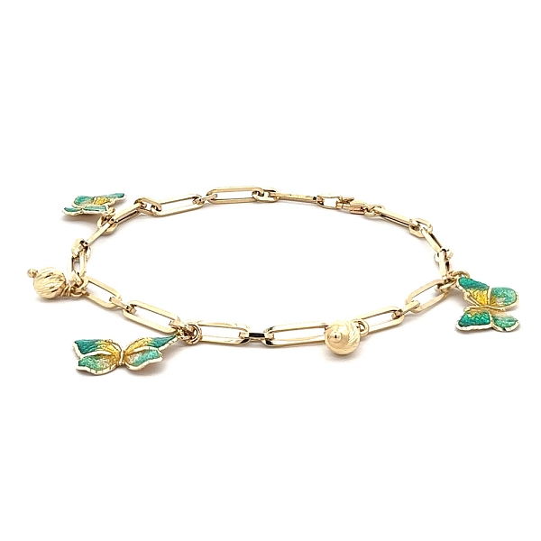 Gold Bracelet Butterflies with Enamel