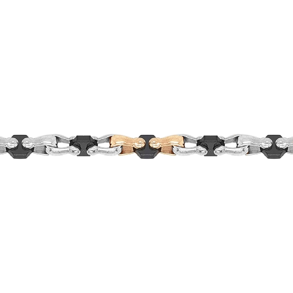 Gold Men's Bracelet made of Combined Gold with Ceramics