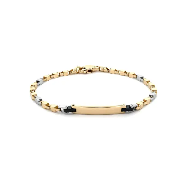 Bracelet with Plate made of Combined Gold