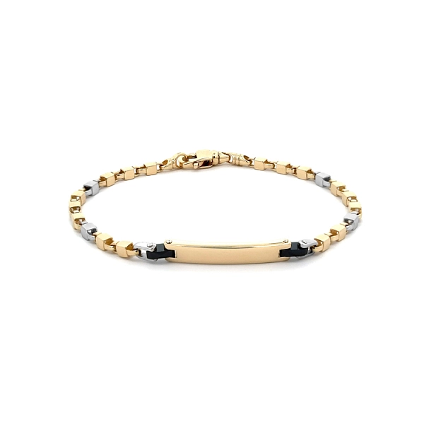 Bracelet with Plate made of Combined Gold