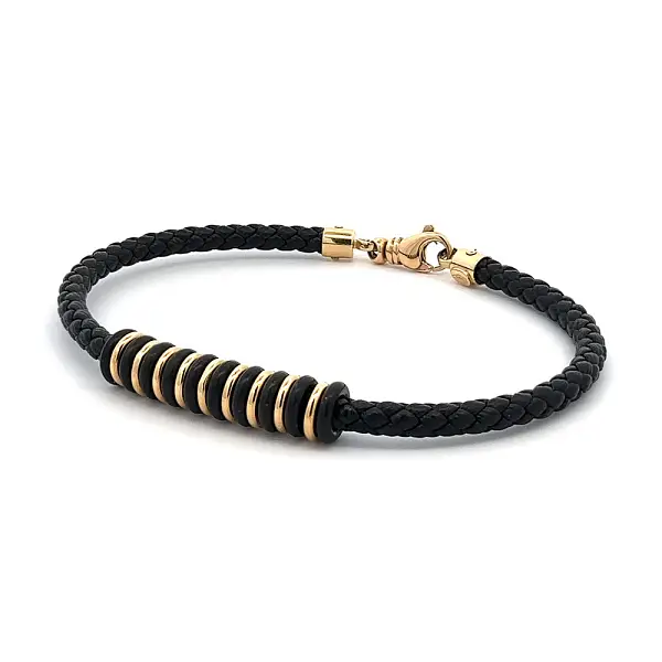 Gold Men's Leather Bracelet