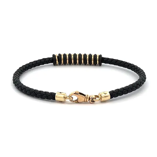 Gold Men's Leather Bracelet
