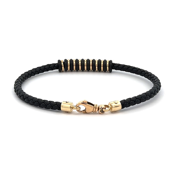 Gold Men's Leather Bracelet