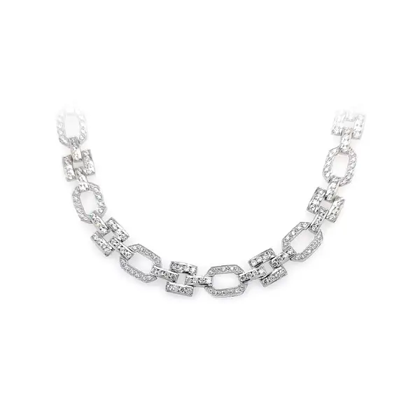 Women's White Gold Necklace with Zircons