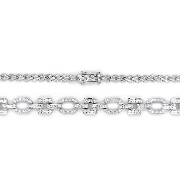 Women's White Gold Necklace with Zircons