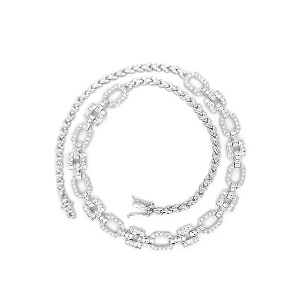 Women's White Gold Necklace with Zircons
