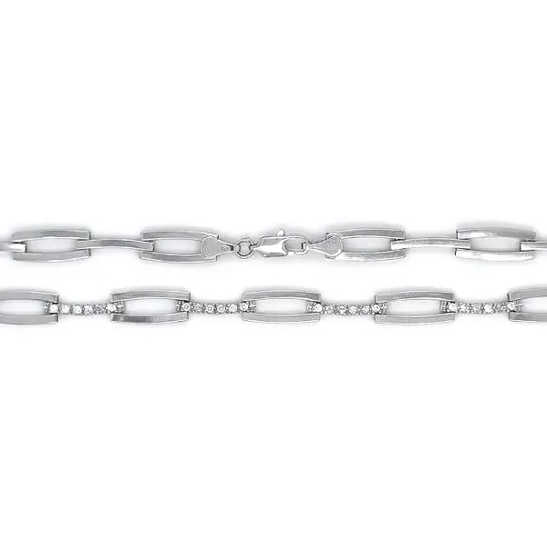 Women's White Gold Necklace with Zircons