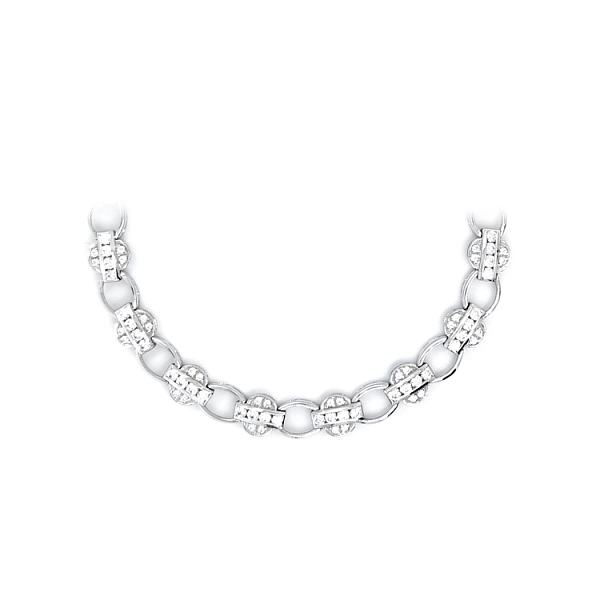 Women's White Gold Necklace with Zircons