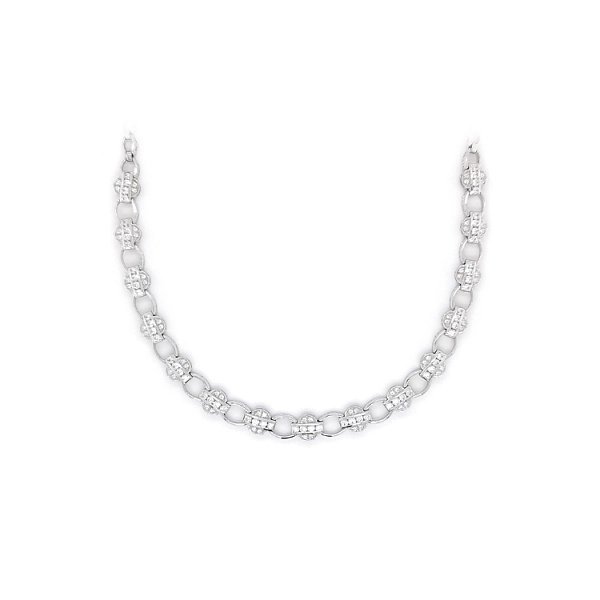 Women's White Gold Necklace with Zircons