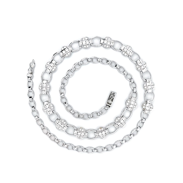 Women's White Gold Necklace with Zircons