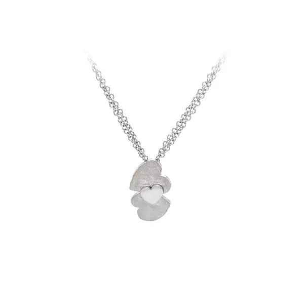 Ladies Necklace Hearts in White Gold