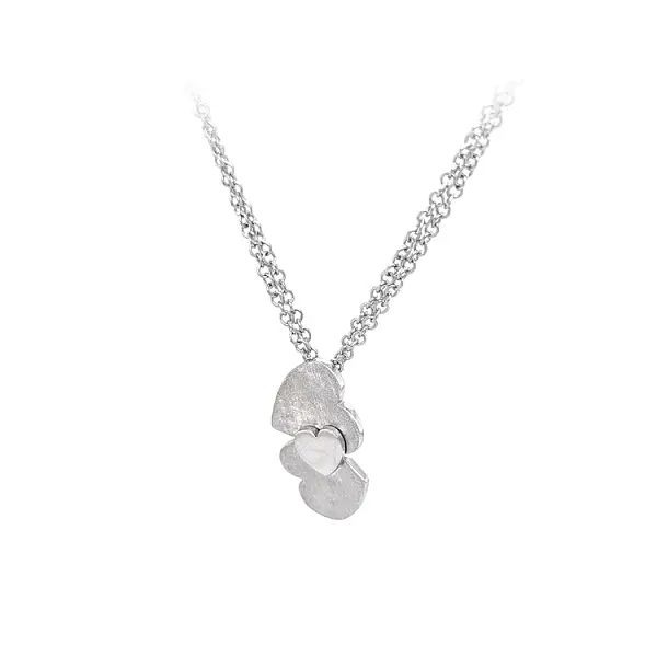 Ladies Necklace Hearts in White Gold