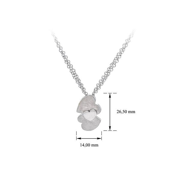 Ladies Necklace Hearts in White Gold