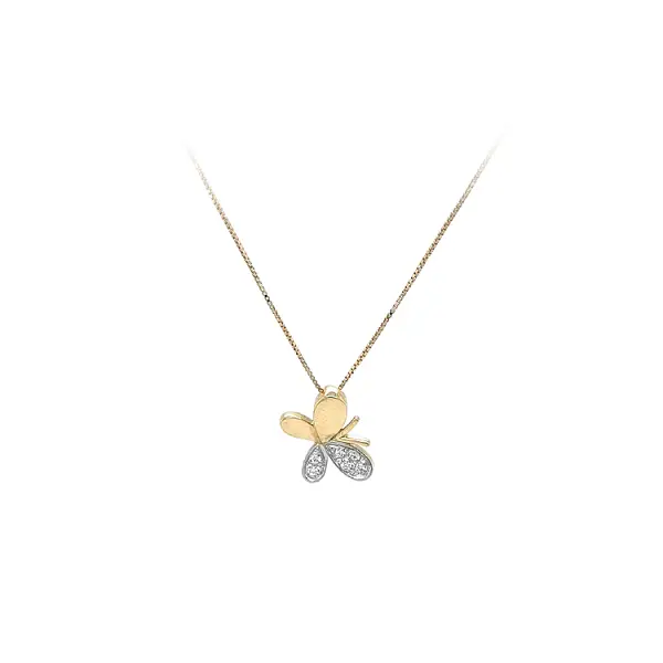 Gold Butterfly Necklace with Zirconias