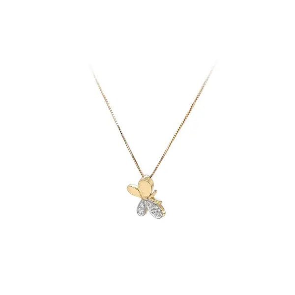 Gold Butterfly Necklace with Zirconias