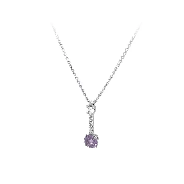 White Gold Necklace with Purple Stone