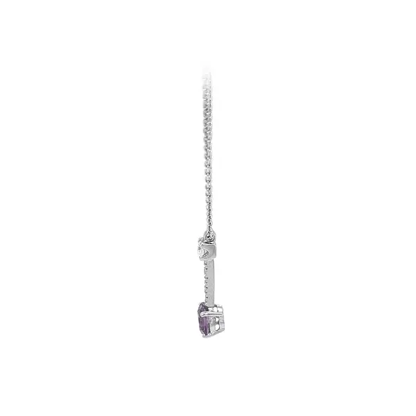 White Gold Necklace with Purple Stone