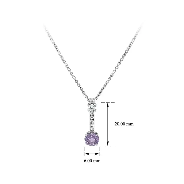 White Gold Necklace with Purple Stone