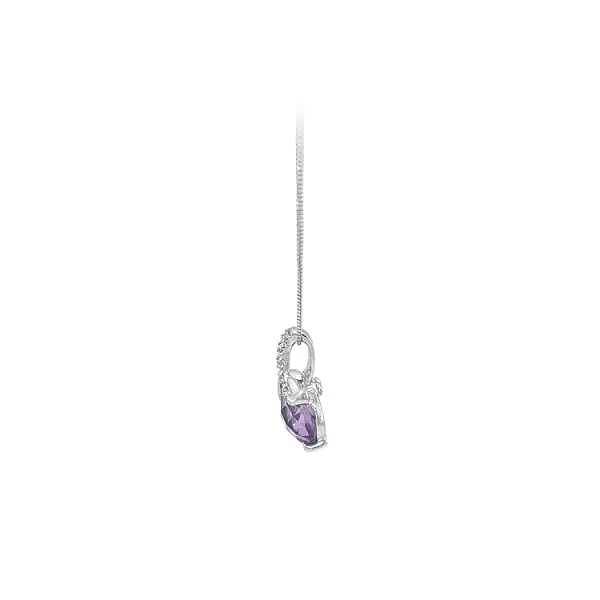 Ladies Necklace with Purple Stone in White Gold