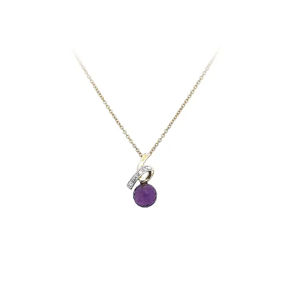 Gold Necklace with Purple Stone