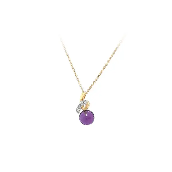 Gold Necklace with Purple Stone