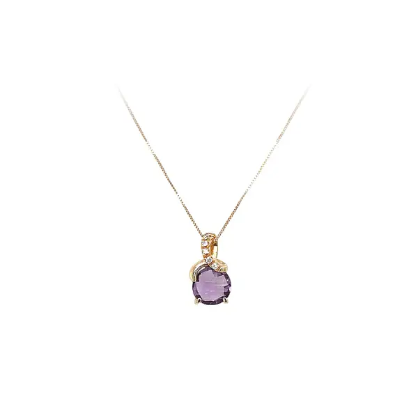 Gold Necklace with Purple Stone