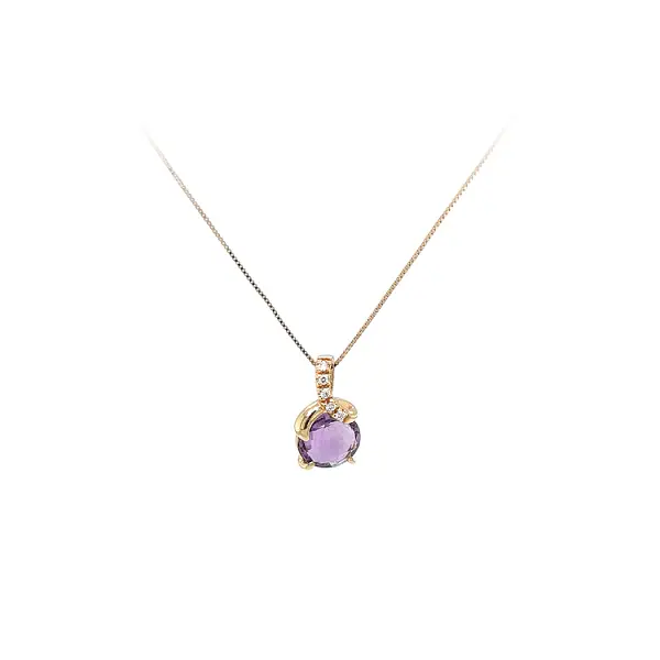 Gold Necklace with Purple Stone